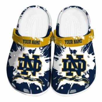 Custom Notre Dame Fighting Irish Splatter Pattern Crocs Best selling