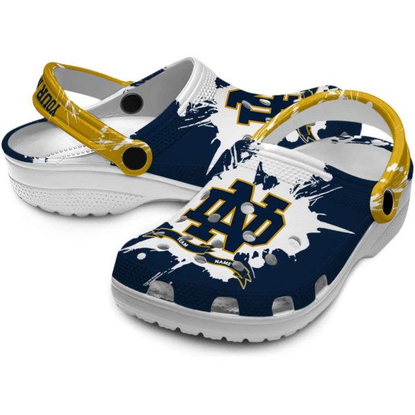 Custom Notre Dame Fighting Irish Splatter Pattern Crocs Latest Model