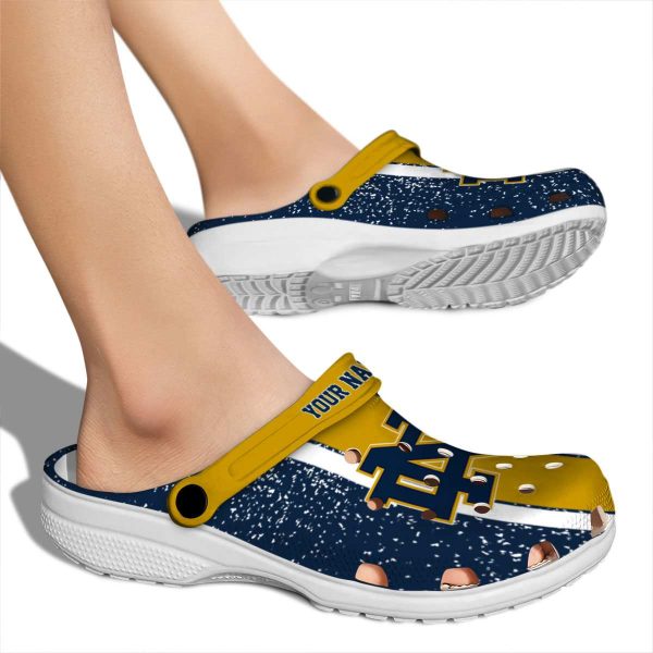 Custom Notre Dame Fighting Irish Vertical Stripes Crocs High quality