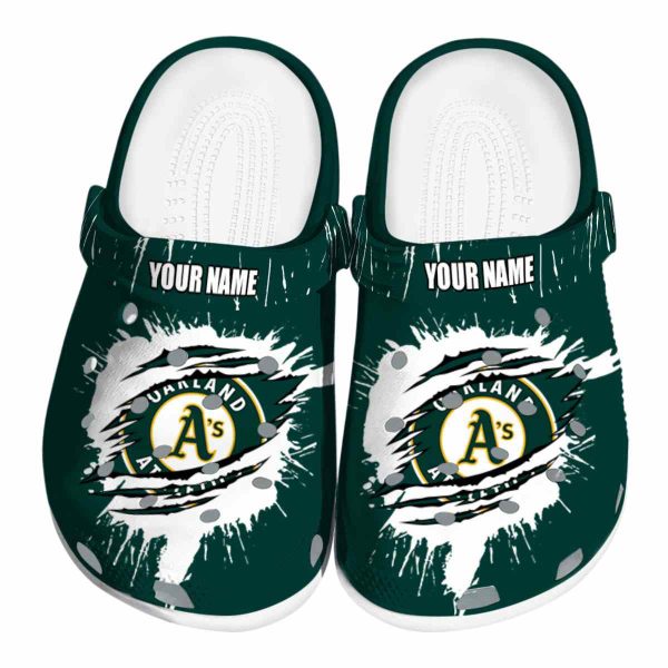 Custom Oakland Athletics Splash Motif Background Crocs Best selling