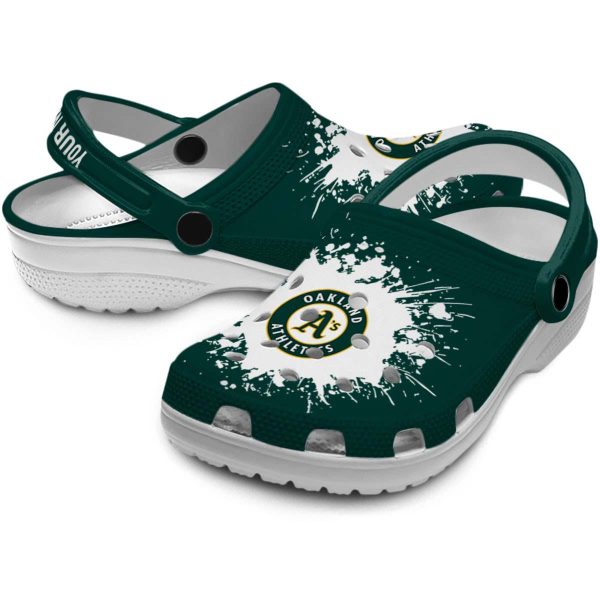 Custom Oakland Athletics Splatter Background Crocs Latest Model