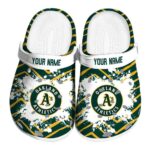 Custom Oakland Athletics Zigzag Paint Burst Crocs Best selling