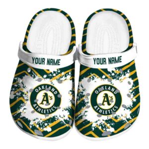 Custom Oakland Athletics Zigzag Paint Burst Crocs Best selling