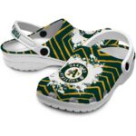 Custom Oakland Athletics Zigzag Paint Burst Crocs Best selling