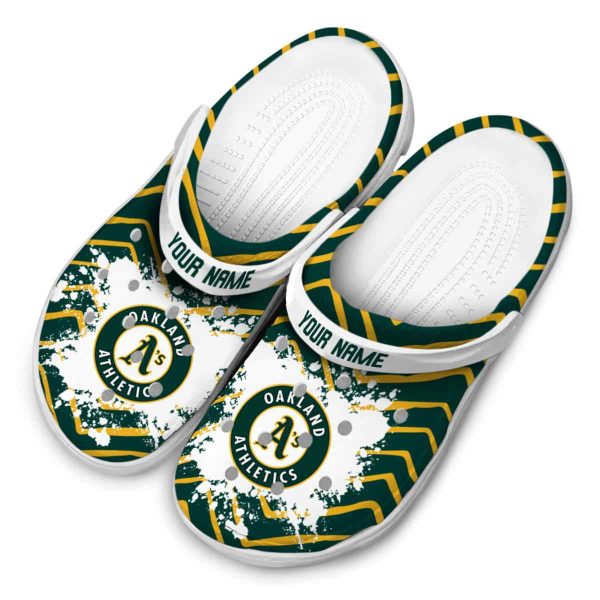 Custom Oakland Athletics Zigzag Paint Burst Crocs Trendy