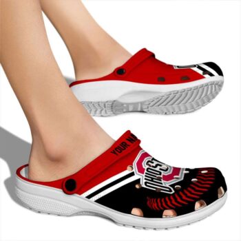 Custom Ohio State Buckeyes Baseball Motif Crocs High quality