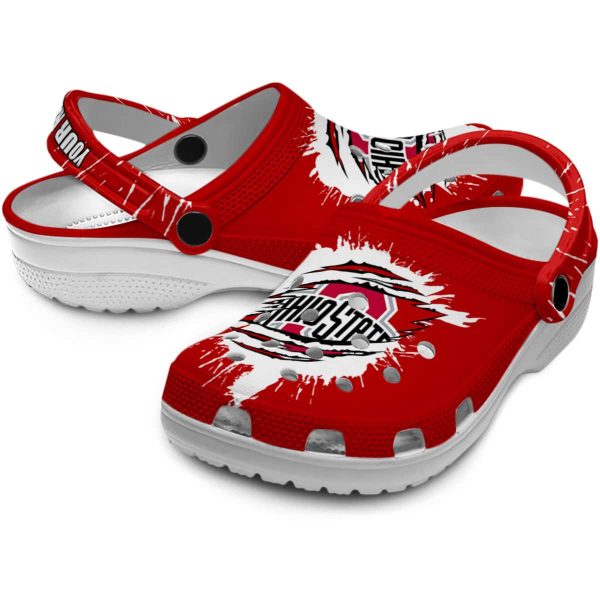 Custom Ohio State Buckeyes Splash Motif Background Crocs Latest Model