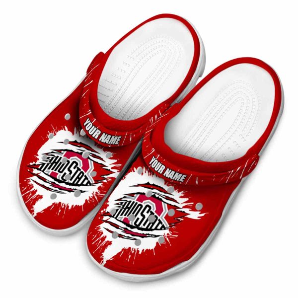 Custom Ohio State Buckeyes Splash Motif Background Crocs Trendy