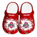 Custom Ohio State Buckeyes Splatter Background Crocs Best selling