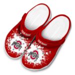 Custom Ohio State Buckeyes Splatter Background Crocs Best selling