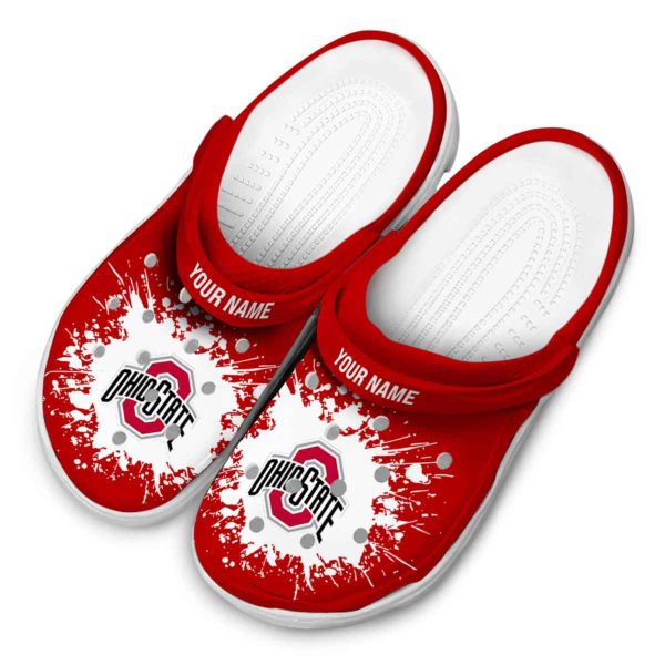 Custom Ohio State Buckeyes Splatter Background Crocs Trendy