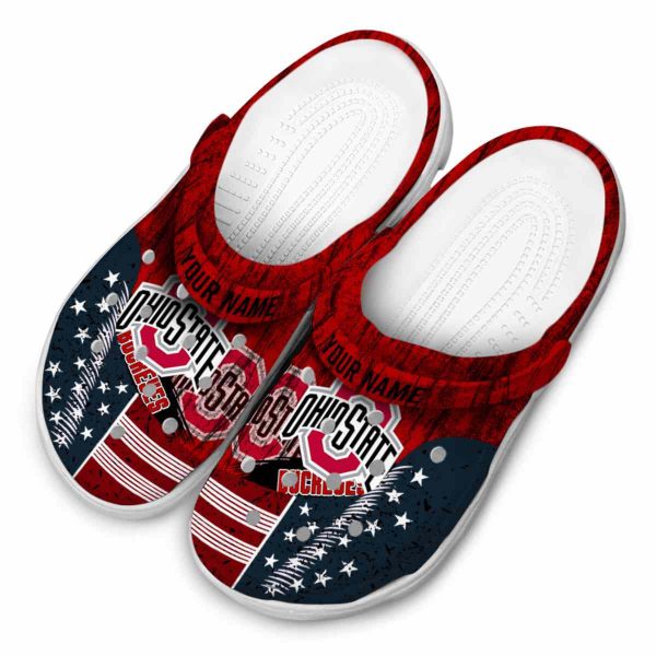 Custom Ohio State Buckeyes Star Spangled Side Pattern Crocs Trendy