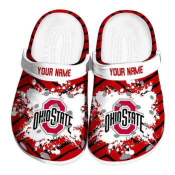 Custom Ohio State Buckeyes Zigzag Paint Burst Crocs Best selling