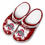 Custom Ohio State Buckeyes Zigzag Paint Burst Crocs Best selling