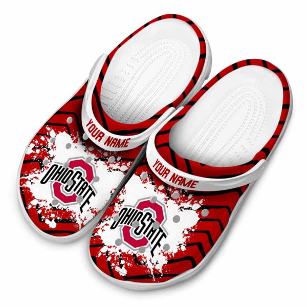 Custom Ohio State Buckeyes Zigzag Paint Burst Crocs Trendy