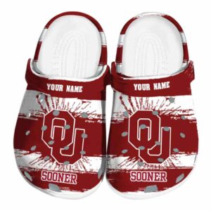 Custom Oklahoma Sooners Paint Splatter Graphics Crocs Best selling