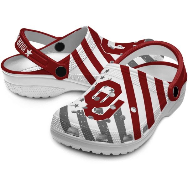 Custom Oklahoma Sooners Star Spangled Graphic Crocs Latest Model