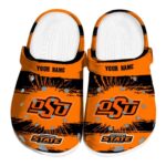 Custom Oklahoma State Cowboys Paint Splatter Graphics Crocs Best selling