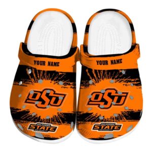 Custom Oklahoma State Cowboys Paint Splatter Graphics Crocs Best selling