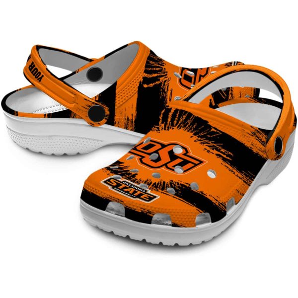 Custom Oklahoma State Cowboys Paint Splatter Graphics Crocs Latest Model
