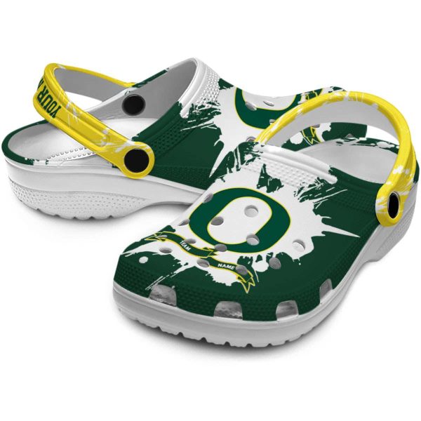Custom Oregon Ducks Splatter Pattern Crocs Latest Model