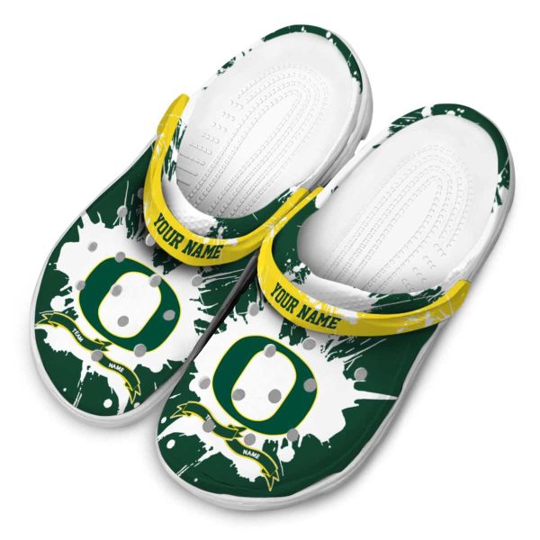 Custom Oregon Ducks Splatter Pattern Crocs Trendy