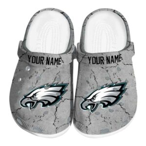 Custom Philadelphia Eagles Cracked Texture Crocs Best selling