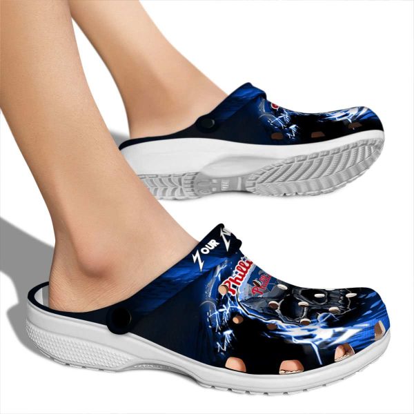 Custom Philadelphia Phillies Gothic Skull Crocs High quality