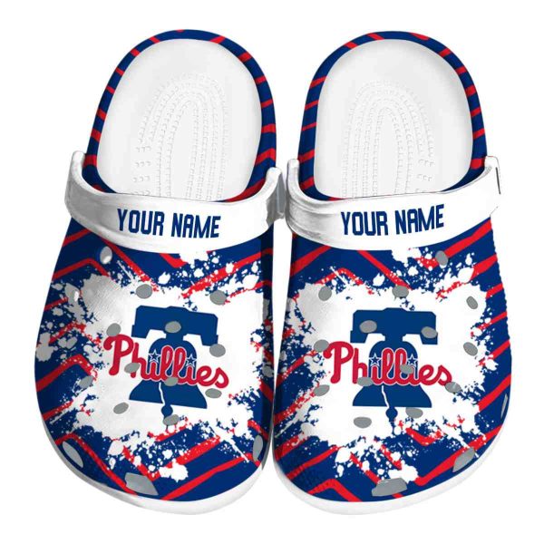 Custom Philadelphia Phillies Zigzag Paint Burst Crocs Best selling