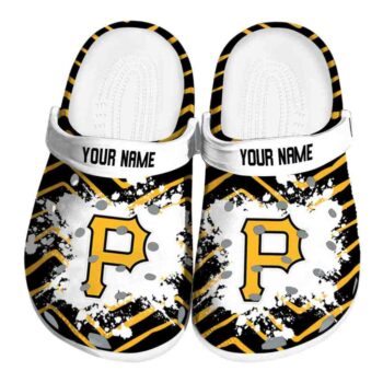 Custom Pittsburgh Pirates Zigzag Paint Burst Crocs Best selling