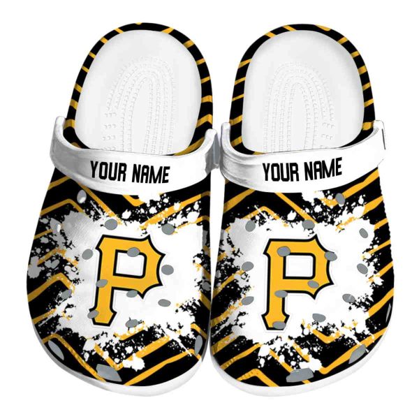 Custom Pittsburgh Pirates Zigzag Paint Burst Crocs Best selling