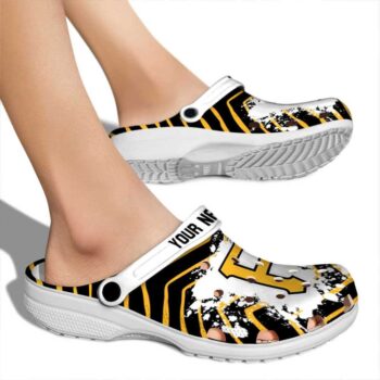 Custom Pittsburgh Pirates Zigzag Paint Burst Crocs High quality
