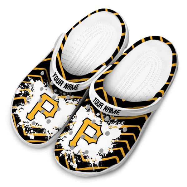 Custom Pittsburgh Pirates Zigzag Paint Burst Crocs Trendy