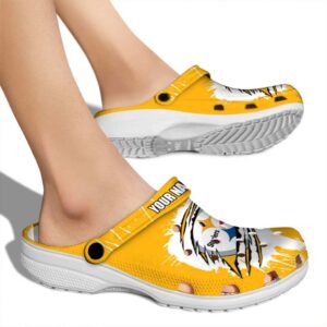 Custom Pittsburgh Steelers Splash Motif Background Crocs High quality