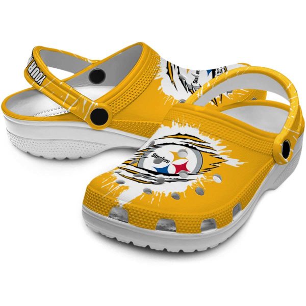 Custom Pittsburgh Steelers Splash Motif Background Crocs Latest Model