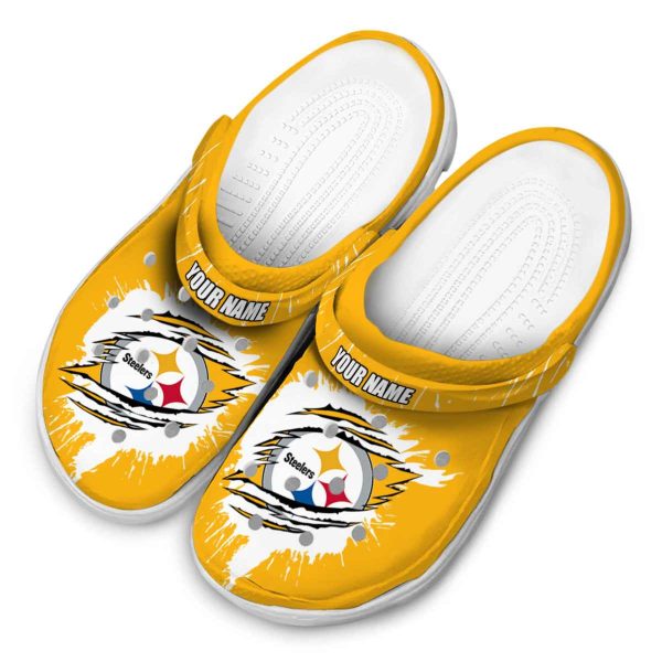 Custom Pittsburgh Steelers Splash Motif Background Crocs Trendy