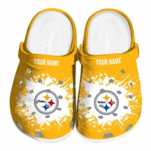 Custom Pittsburgh Steelers Splatter Background Crocs Best selling