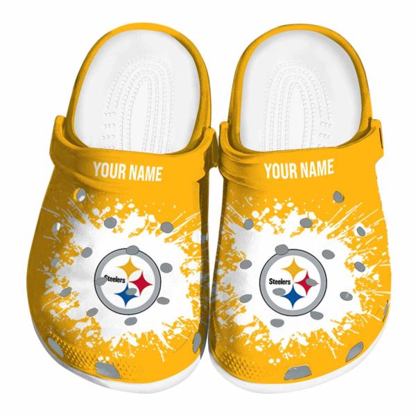 Custom Pittsburgh Steelers Splatter Background Crocs Best selling