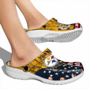 Custom Pittsburgh Steelers Star Spangled Side Pattern Crocs High quality