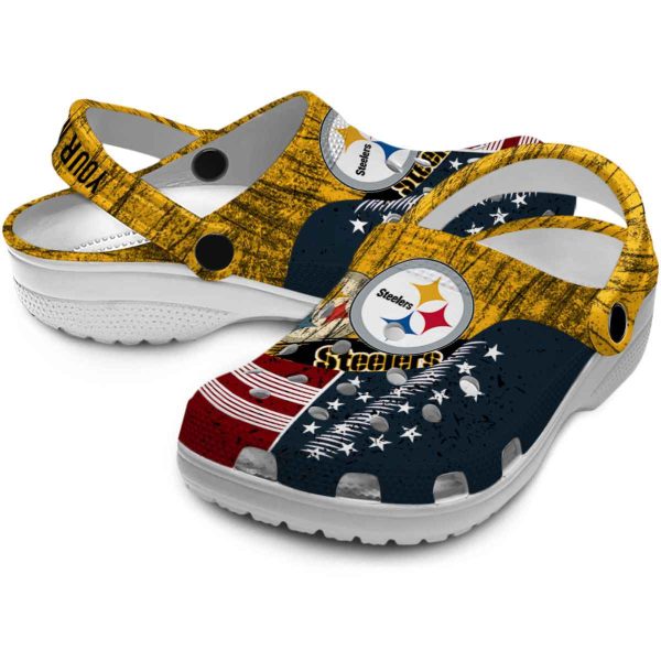 Custom Pittsburgh Steelers Star Spangled Side Pattern Crocs Latest Model