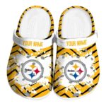 Custom Pittsburgh Steelers Zigzag Paint Burst Crocs Best selling