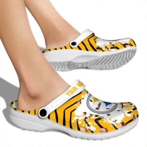 Custom Pittsburgh Steelers Zigzag Paint Burst Crocs High quality