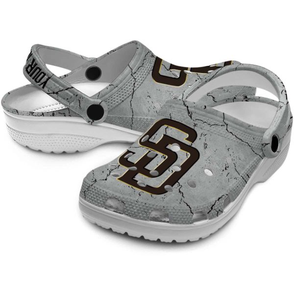 Custom San Diego Padres Cracked Texture Crocs Latest Model