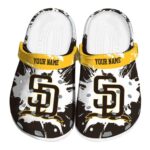 Custom San Diego Padres Splatter Pattern Crocs Best selling