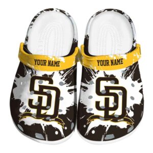 Custom San Diego Padres Splatter Pattern Crocs Best selling