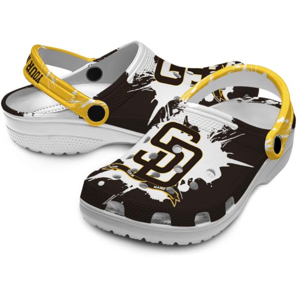 Custom San Diego Padres Splatter Pattern Crocs Latest Model