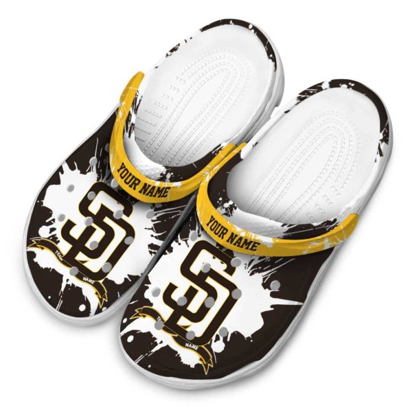 Custom San Diego Padres Splatter Pattern Crocs Trendy