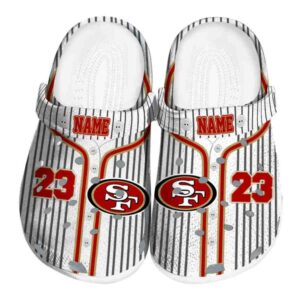 Custom San Francisco 49ers Pinstripe Pattern Crocs Best selling