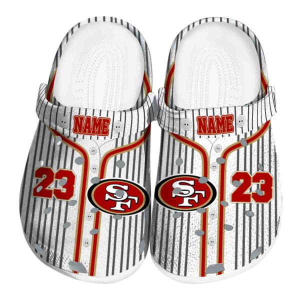 Custom San Francisco 49ers Pinstripe Pattern Crocs Best selling