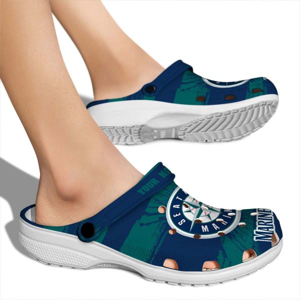 Custom Seattle Mariners Paint Splatter Graphics Crocs High quality